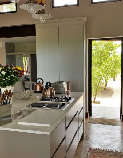 Luxury Bush Villa front door and kitchen