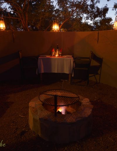 Luxury Bush Villa private boma at night